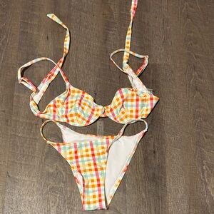 SHEIN Multicolor Plaid Bikini